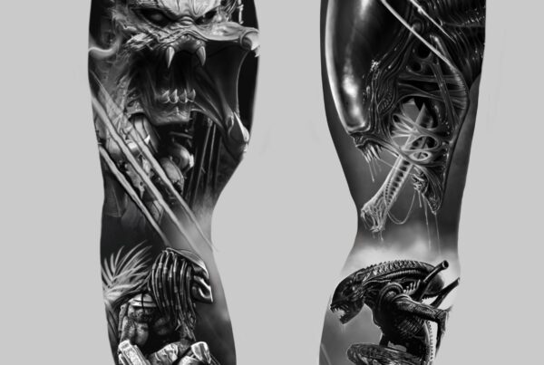 Krystian-obcy-rękaw-sleve-tattoo-projekt-rybnik-żory-wodzisław-speak-in-color