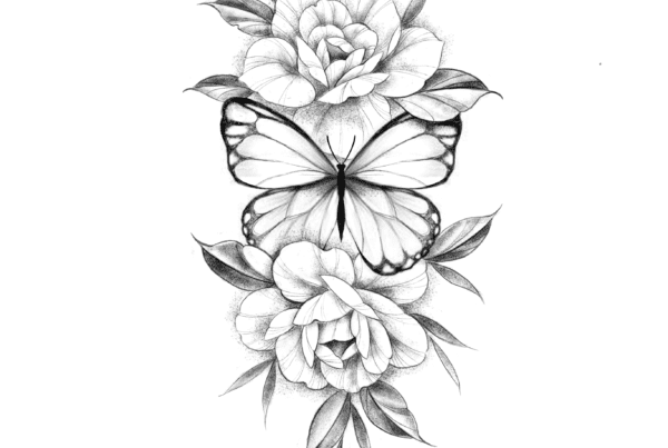 motyl-kwiaty-lina-tatuaż-projekt-wodzisław-śląski-rybnik-żory-jastrzębie-pszów-radlin